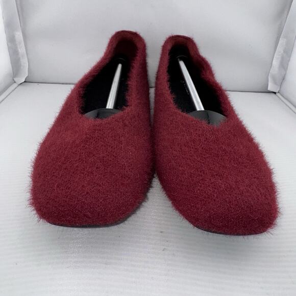 VIVAIA Margot 2.0 Fuzzy Knit Square Toe Flats Burgundy EU 42 US 11 Vegan Eco - Picture 3 of 12